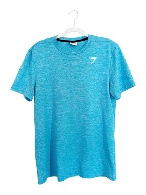GymShark Men’s Arrival Marl T-shirt Shark Blue/White Marl Size Medium EUC